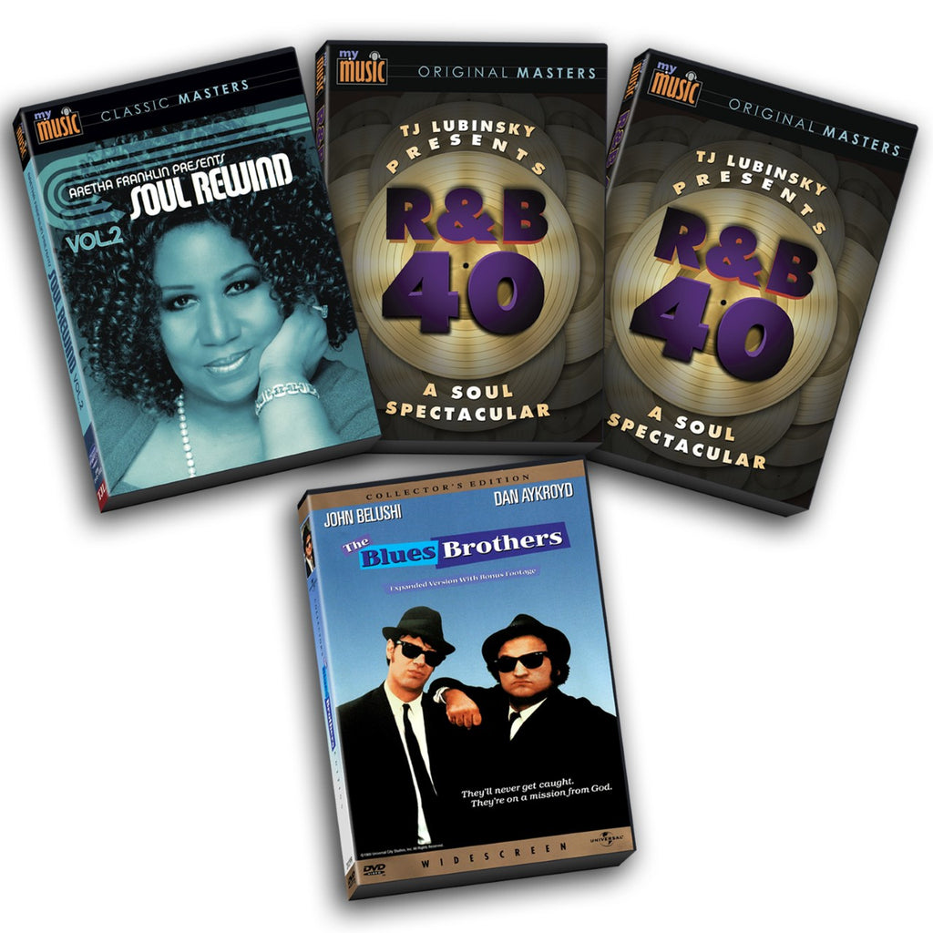 R&B 40 Volume 1 & 2, Soul Rewind Volume 2 & The Blues Brothers (4-DVD Set)